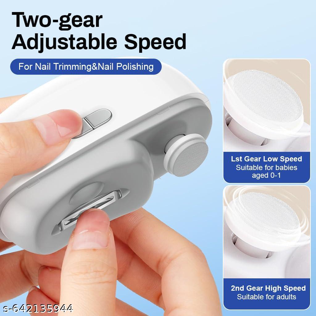 Electric Nail Clipper with LED Light USB Rechargeable Two Speed Nail Trimmer and File for Baby and Adults