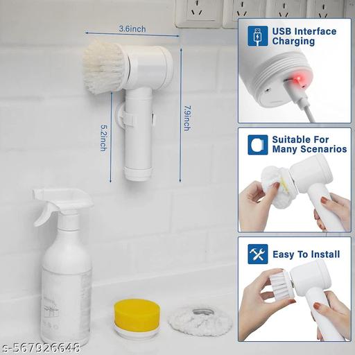 D.Y. Sales 5 in 1 Electric Magic Cleaning Brush | Rechargeable Spin Scrubber with 5 Replaceable Heads for Bathroom, Kitchen, Floor & Multi-Surface Cleaning