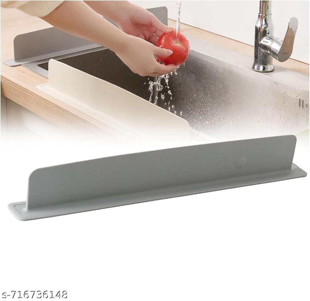 Silicone Sink Splash Guard with Suction Cups, Flexible Anti-Splash Baffle Plate & Countertop Protector, Water Blocking Barrier & Anti-Splatter Board for Kitchen and Bathroom Sinks