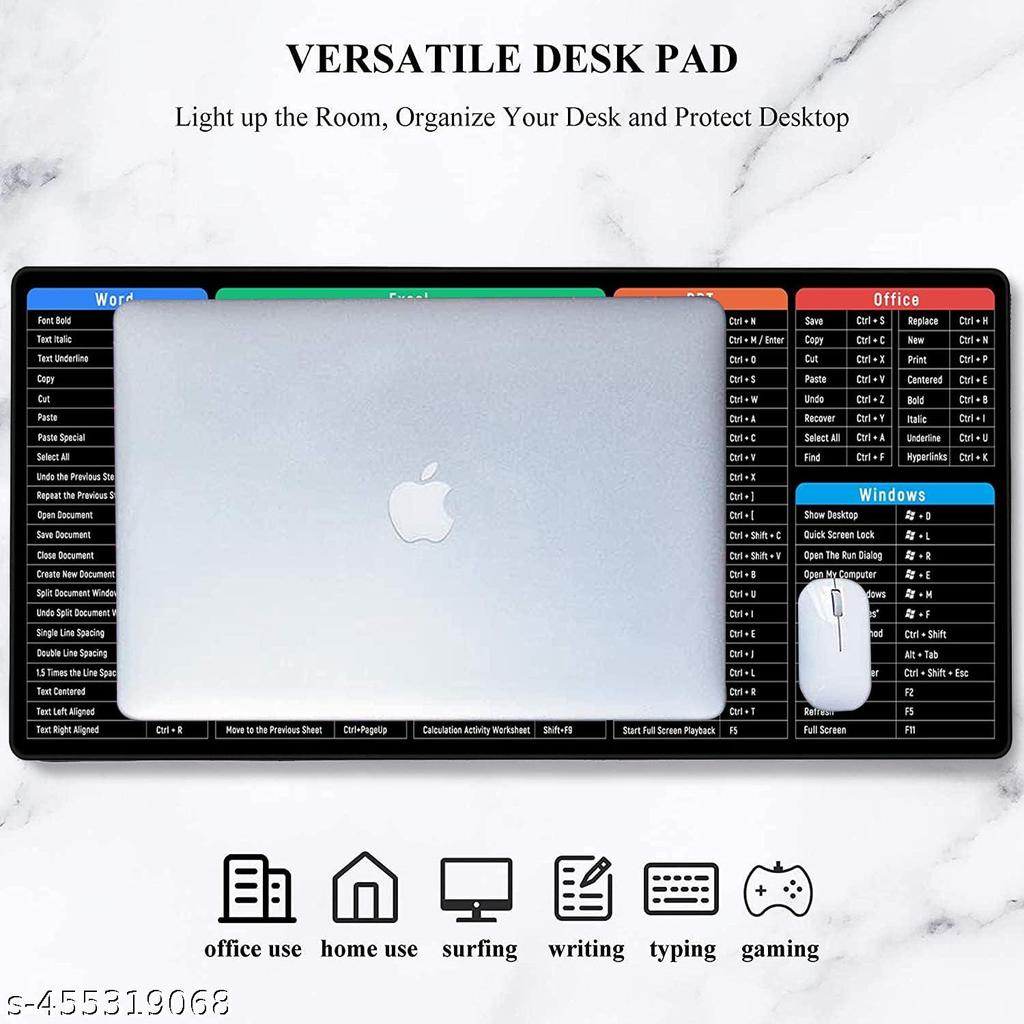 Anti-Slip Keyboard Pad with Office Software Shortcuts Pattern, Cler Extended Large Cheat Sheet Mouse Pad, Large Rubber Base Mice Smooth Cloth Desk Mat, Excel Shortcut Keys Mouse Pad (80x30cm)