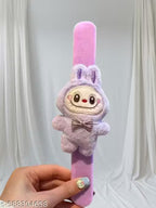 2025 Newest Labubu Cute Female Animal Plush Doll with Soft Pull Cloth Hand  Creative Bracelet Circle ( Purple 01 Pice )