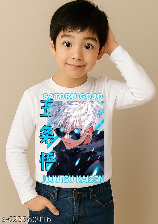 SATORU GOJO ANIME T SHIRT JUJUTSU KAISEN FULL SLEEVE LONG SLEEVES PRINTED T SHIRT FOR BOYS AND GIRLS KIDS SIZE UNISEX ROUND NECK T-SHIRT