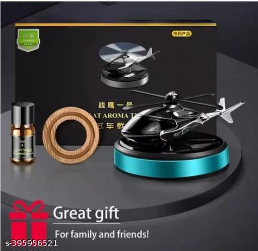 Solar Powered Car Perfume Diffuser/Dispenser | Helicopter Design, Auto Rotation Fan | For Car Dashboard