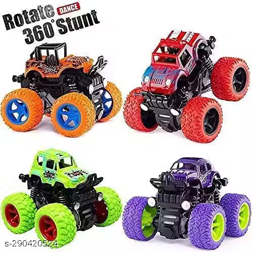 (Pack of -4) Monster Truck Toys for Kids Friction Powered Monster Truck Car Toy for Baby Push & Go Toys 4wd Monster Truck