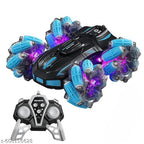 Double-Sided RC Stunt Car for Kids: 360° Spinning High Speed Spray Telescopic Crawler Rotating Rechargeable Remote Control Racing,Drift car Off Road for Adults Boy Girl , Watch Gesture Control  (Blue)