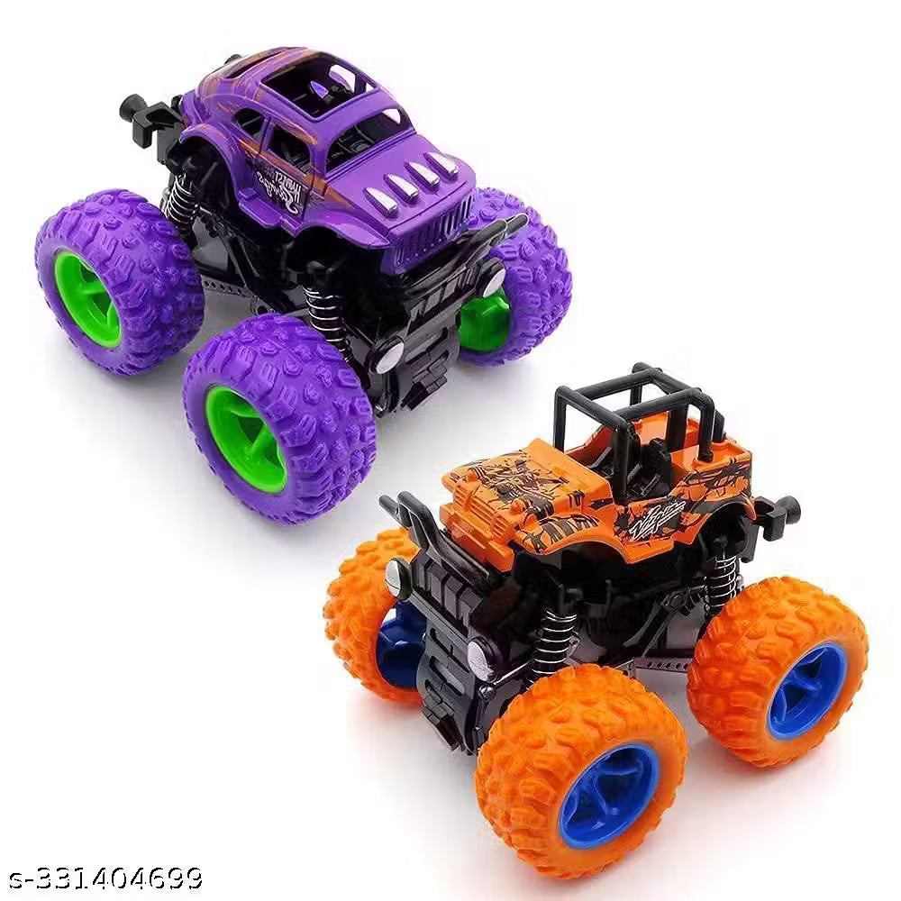 (Pack of -4) Monster Truck Toys for Kids Friction Powered Monster Truck Car Toy for Baby Push & Go Toys 4wd Monster Truck