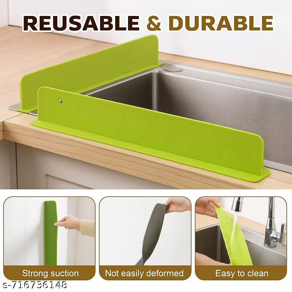 Silicone Sink Splash Guard with Suction Cups, Flexible Anti-Splash Baffle Plate & Countertop Protector, Water Blocking Barrier & Anti-Splatter Board for Kitchen and Bathroom Sinks