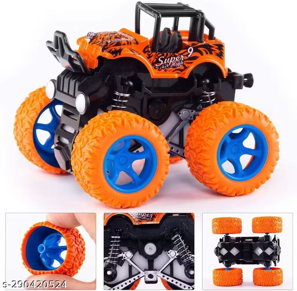 (Pack of -4) Monster Truck Toys for Kids Friction Powered Monster Truck Car Toy for Baby Push & Go Toys 4wd Monster Truck