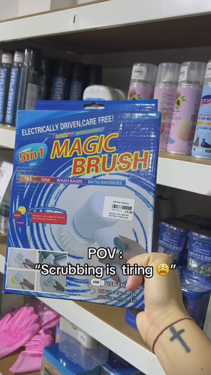 D.Y. Sales 5 in 1 Electric Magic Cleaning Brush | Rechargeable Spin Scrubber with 5 Replaceable Heads for Bathroom, Kitchen, Floor & Multi-Surface Cleaning