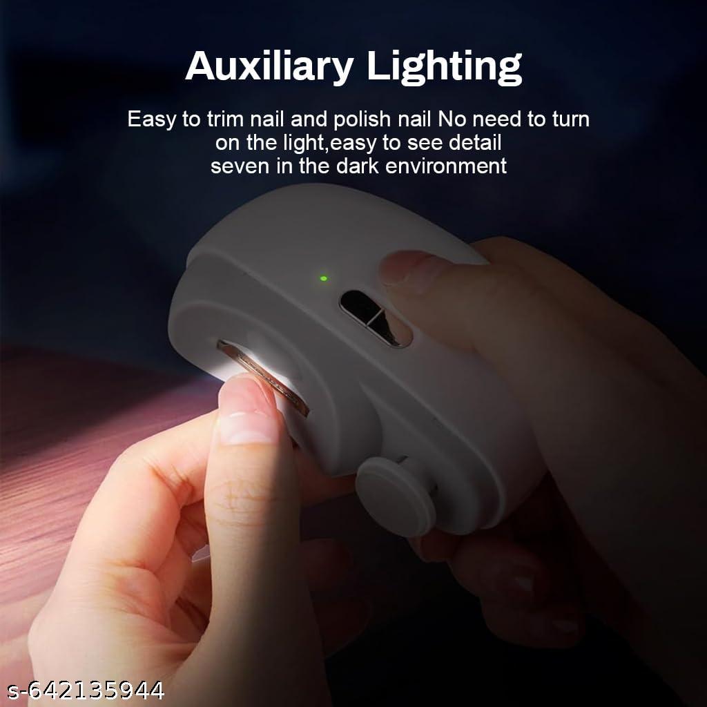 Electric Nail Clipper with LED Light USB Rechargeable Two Speed Nail Trimmer and File for Baby and Adults