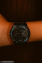 Men's Analog Quartz Wrist Watch | Black Dial Sporty Look | Trendy Silicone Strap Watch for Men | Dual Subdial Design