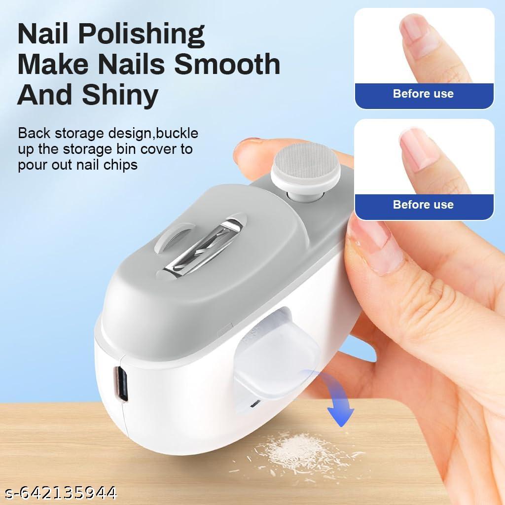 Electric Nail Clipper with LED Light USB Rechargeable Two Speed Nail Trimmer and File for Baby and Adults