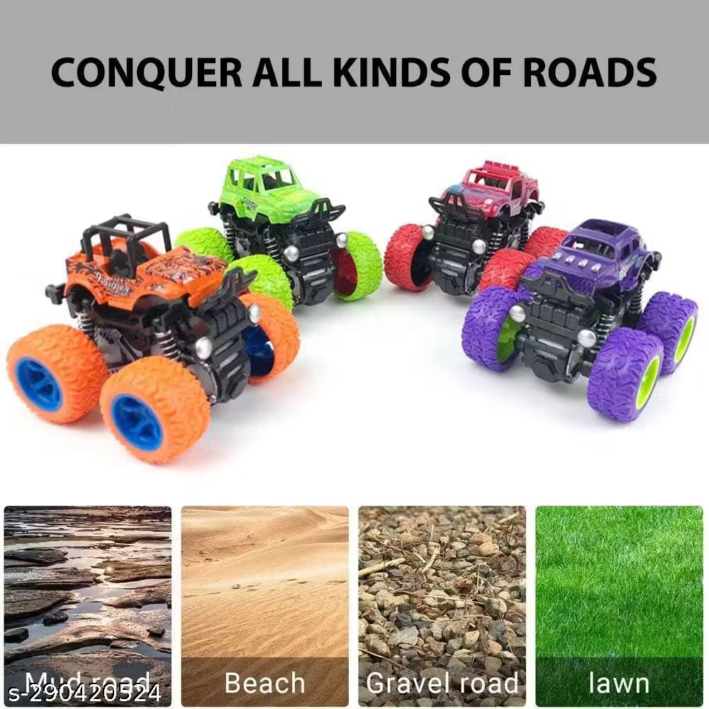 (Pack of -4) Monster Truck Toys for Kids Friction Powered Monster Truck Car Toy for Baby Push & Go Toys 4wd Monster Truck