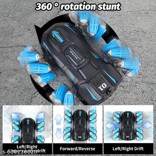 Double-Sided RC Stunt Car for Kids: 360° Spinning High Speed Spray Telescopic Crawler Rotating Rechargeable Remote Control Racing,Drift car Off Road for Adults Boy Girl , Watch Gesture Control  (Blue)