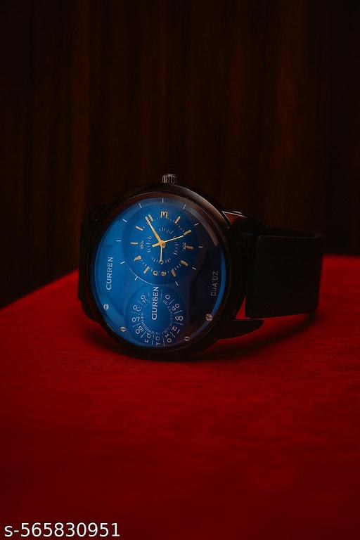 Men's Analog Quartz Wrist Watch | Black Dial Sporty Look | Trendy Silicone Strap Watch for Men | Dual Subdial Design