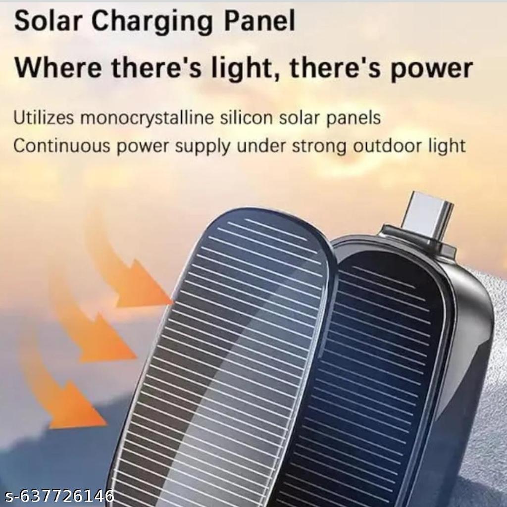 Harisha 1500mAh Large Capacity Battery Small Solar Charger Solar Power Bank Keychain Charger For Mobile Phones With Carabiner Emergency Power Supply (Type C Pin)